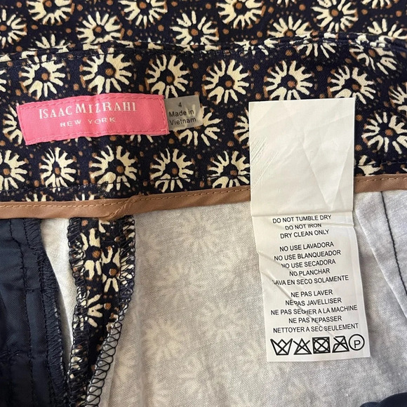NWT! Women’s Isaac Mizrahi navy navy blue daisy print Istanbul pants, Size 4 - Picture 5 of 6